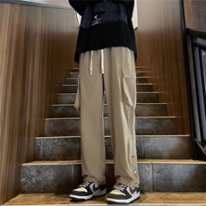 大码男水洗棉侧边排扣多口袋工装裤宽松休闲直筒长裤HK05-P58，男装休闲裤，星座1109-3