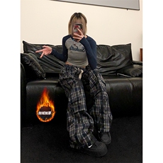 男女同款百搭新款加绒加厚潮流格子宽松休闲裤HY640JRTP45，男装卫衣，电商A102B