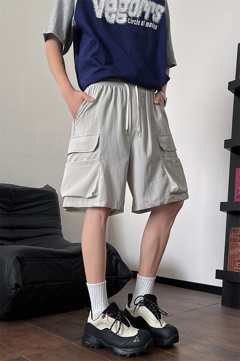 8XL-M特大码冰丝短裤男五分裤褶皱休闲裤工装中裤DK1504P45控68,男装牛仔裤,电商D206-1