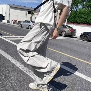 速干冰丝裤子夏季男女ins美式机能休闲裤褶皱薄款工装长裤~Q2834图片