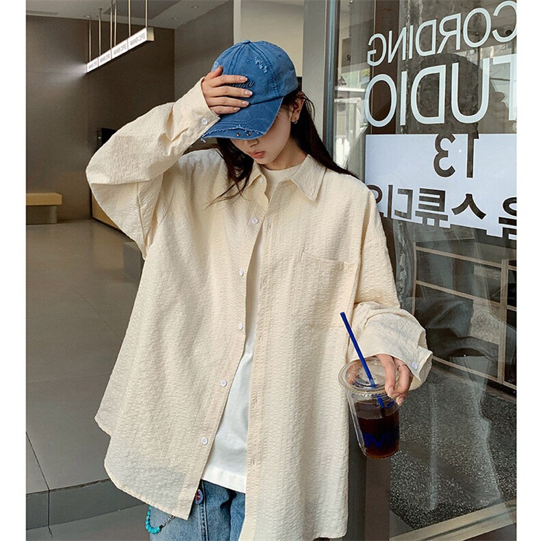 港风衬衫长袖耐磨纯色波浪纹衬衫休闲百搭MD-H530-特批45控79图片