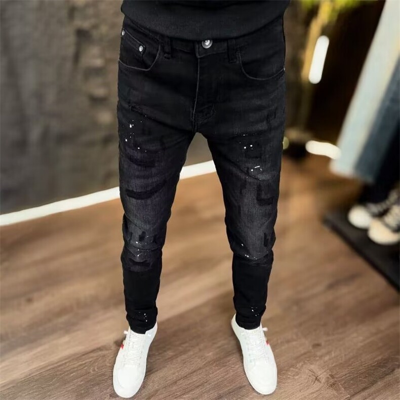 1506A/G93180/P49港风潮男夏季个性字母牛仔裤嘻哈ins潮高街潮流,男装牛仔裤,星座1506A