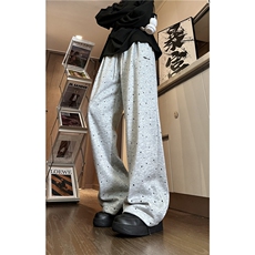 2025冬季新款潮流加绒波点印花宽松卫裤B315-K857JR-特p40控78，男装休闲裤，电商B315