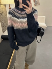 2025年冬季费尔岛长毛半高领，女装羊毛衫，臻纶羊绒