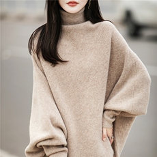 2025百搭时尚简约高领蝙蝠袖羊毛针织衫，女装羊毛衫，蒙特羊绒