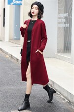 2021秋冬季日系慵懒风中长款毛衣外套女长袖宽松针织开衫外搭显瘦，女装针织衫/毛衣，意芙