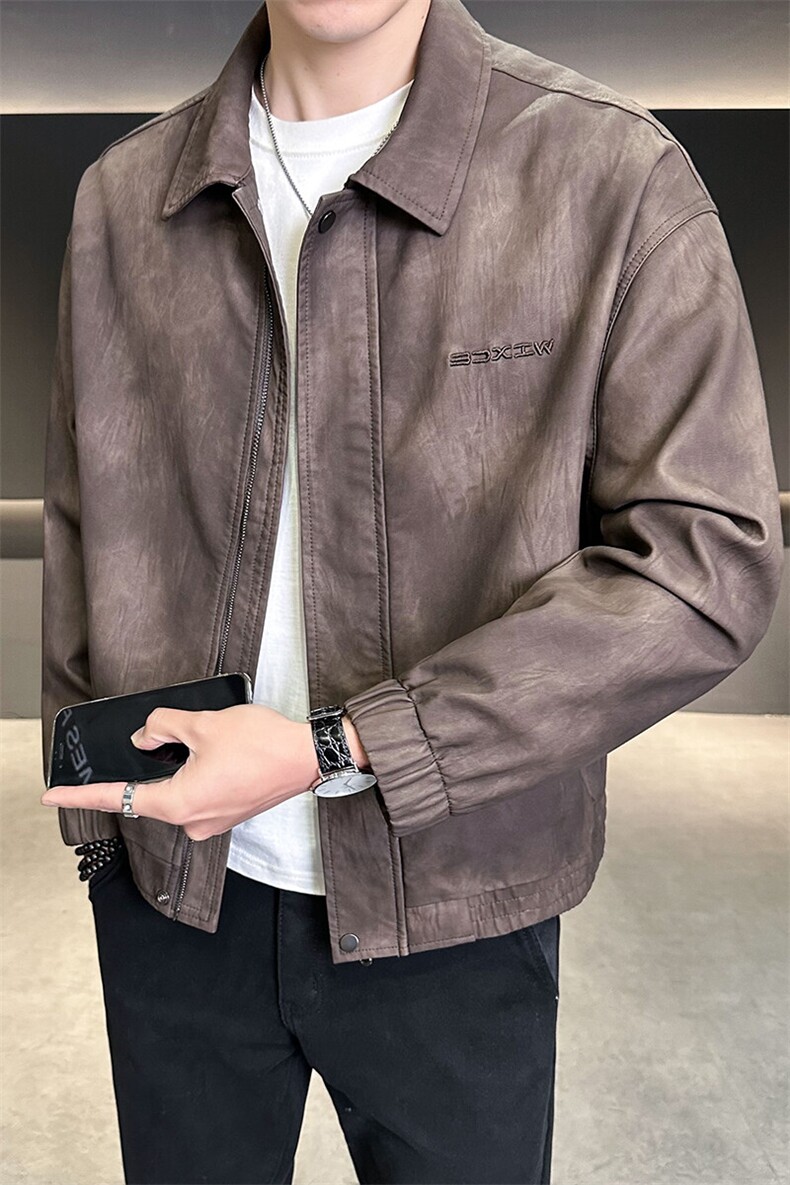 2025春季新款高品质款宽松水洗PU皮衣男外套C317-J886-P165,男装皮衣,电商C317
