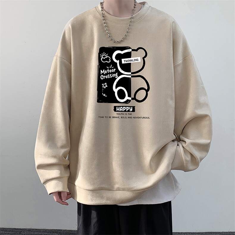 麂皮绒卫衣男大码重磅长袖t恤男 JW81352-P35图片