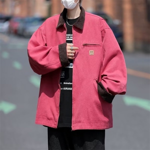 翻领底特律工装夹克男秋宽松休闲潮牌日系复古情侣外套 YT92图片