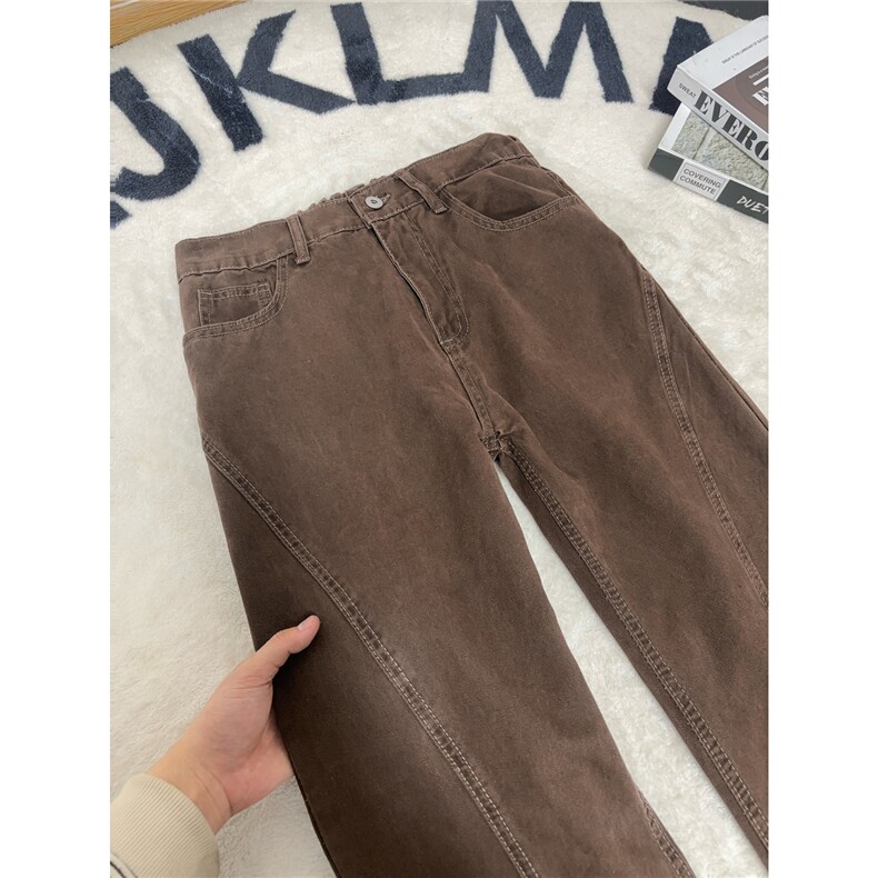 B221美式ins高街斜切宽松微喇休闲洗褪牛仔裤LK25589-特P45控78,男装牛仔裤,电商B221