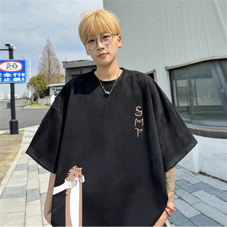 2024夏季新款麂皮绒圆领短袖T恤RT452-特P19控38,男装T恤,电商B370