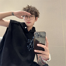 麂皮绒连帽背心坎肩男T恤美式港风JLB442-P30控48，男装背心/马甲，电商B370