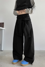 8XL-M休闲裤男美式高街纯色绑带宽松跳舞直筒裤潮K9127P68控98，男装休闲裤，电商D206-1