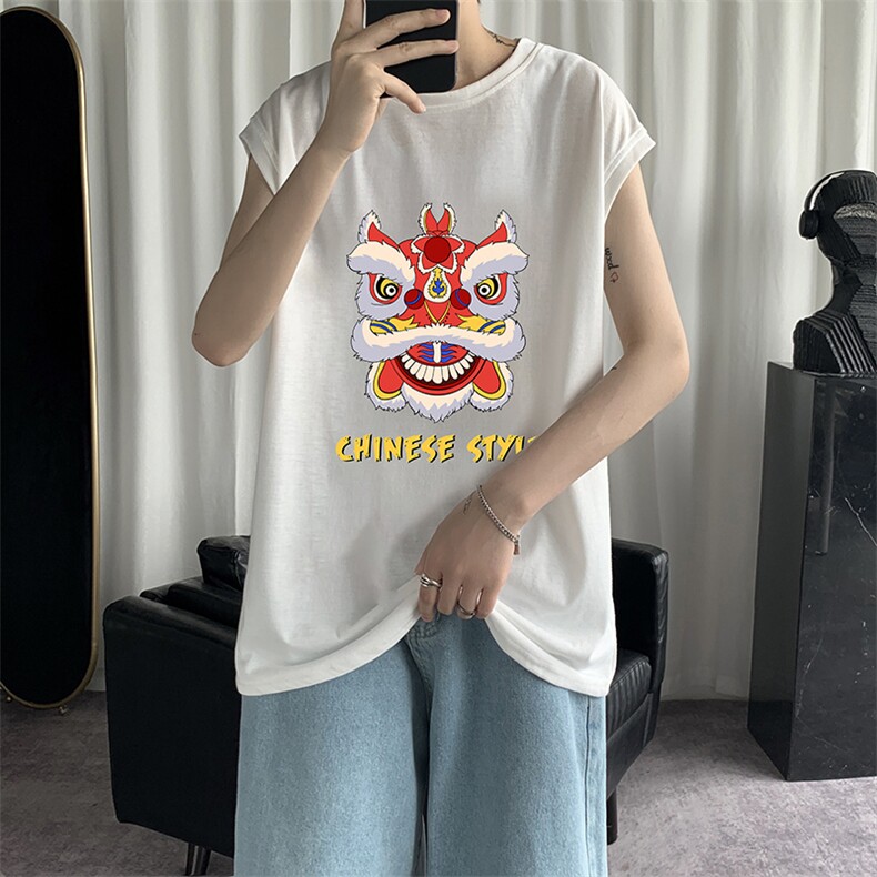 BX25184-P25纯汗背心男士大码宽松汗衫男无袖t恤男港风,男装T恤,电商A040