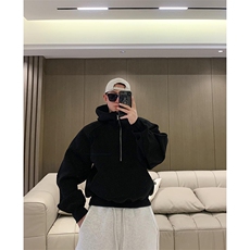 抖音得物高品质二开26春装重磅宽松结构拉链设计高领连帽卫衣W76，男装卫衣，电商A486-1