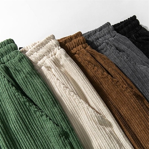 平铺图 秋装大码港风日系工装中性复古灯芯绒阔腿裤潮 K152/P65图片