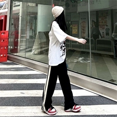 AK2182-P30夏季韩版宽松条纹直筒运动休闲阔腿裤，女装休闲裤，星座617A-2