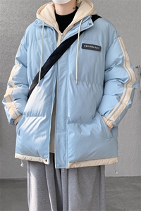 棉服男冬季新款港风宽松假两件连帽棉衣MF8587-特P78图片