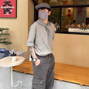 2025时尚亨利领简约基础短袖上衣男女宽松百搭休闲高级感半袖t恤图片