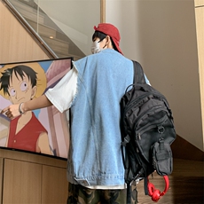 潮高街牛仔马甲男无袖青少年宽松夹克工装背心外套MJ09851-P48，男装背心/马甲，星座308B-2