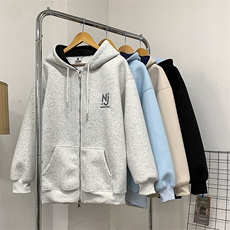 904-2-CD603-P68控98秋冬重磅撞色连帽开衫双开头宽松男女刺绣潮，男装卫衣，星座904-2