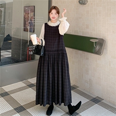 2026春赫本风蕾丝上衣+黑色格子连衣裙两件套2C375-576-P175-K258，女装套装/套裙，2C375