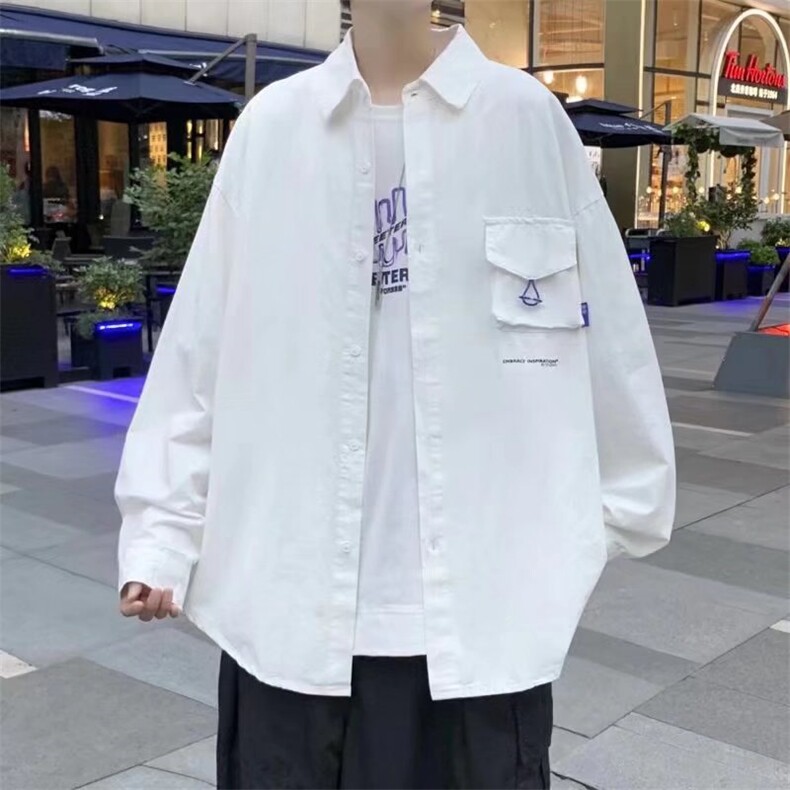 长袖衬衫男港风立体口袋衬衫外套K8903P32,男装衬衫,星座1116-2
