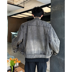 秋冬美式复古牛仔外套男女宽松百搭做旧立领夹克JK898-P83，男装工装外套，星座208-5