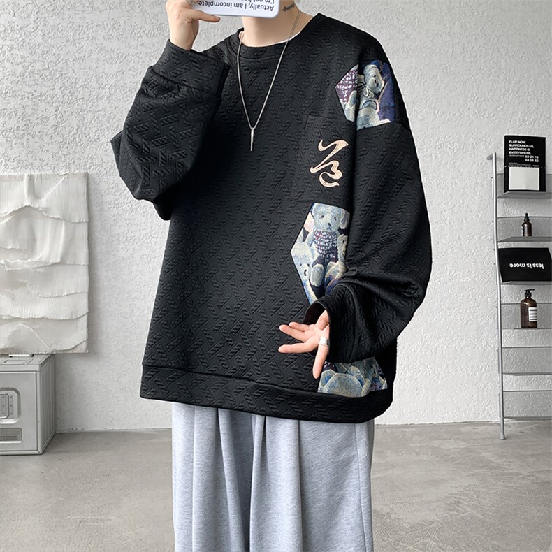 爆！已下单WY10063-P45控78秋冬新款高品质百搭小熊大码卫衣,男装卫衣,电商A059