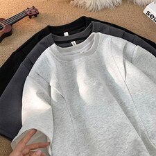 短袖T恤男夏美式高街假两件圆领套头衫刺绣潮牌宽松体恤，男装T恤，星座410-6（原星座1304-1）