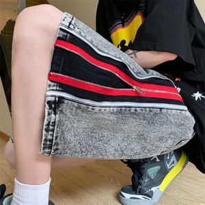 B221 美式ins高街暗黑小众拉链牛仔短裤五分裤 LK23094-P65 控88图片