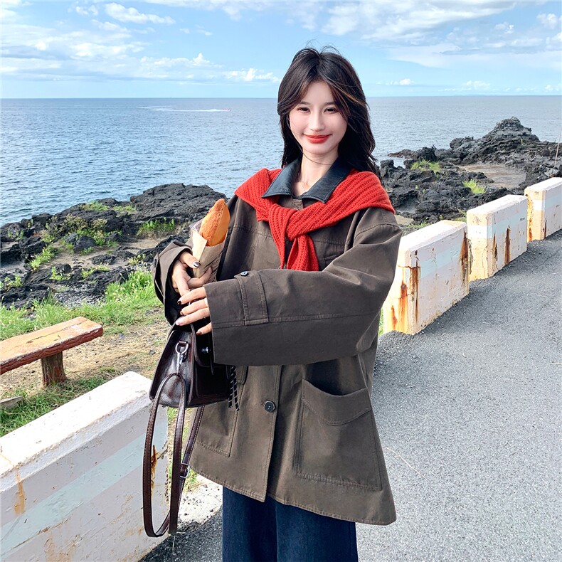 韩系巨好看风衣女款2025秋新款今年流行爆款巴恩风高级感上衣外套,女装风衣,2C022