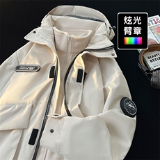 冲锋衣三合一可拆卸秋冬季户外发光臂章登山服外套CZ3458P130，男装夹克，电商A128