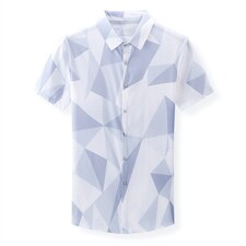2023夏季新款印花短袖衬衫男装时尚百搭潮流中年男士免烫抗皱衬衣，男装衬衫，电商B212（原钱塘6029）