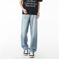 美式高街百搭直筒牛仔裤男潮牌垂感阔腿宽松XZ201-1102P48，男装牛仔裤，星座201