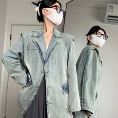 牛仔上衣春秋季新款复古独特设计感宽松西装领夹克设计感JK8925，男装工装外套，星座516A