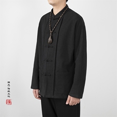 2025秋冬新款风男装立领棉麻加绒加厚男士唐装衬衫C299P105，男装衬衫，钱塘802