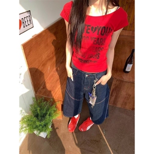 甜酷辣妹复古牛仔短裤女2025年夏季新款刺绣设计感显瘦超短裤图片