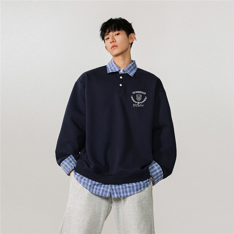 假两件大码M-5XL卫衣表面棉底部聚酯纤维78074P59控88，男装卫衣，星座227-7