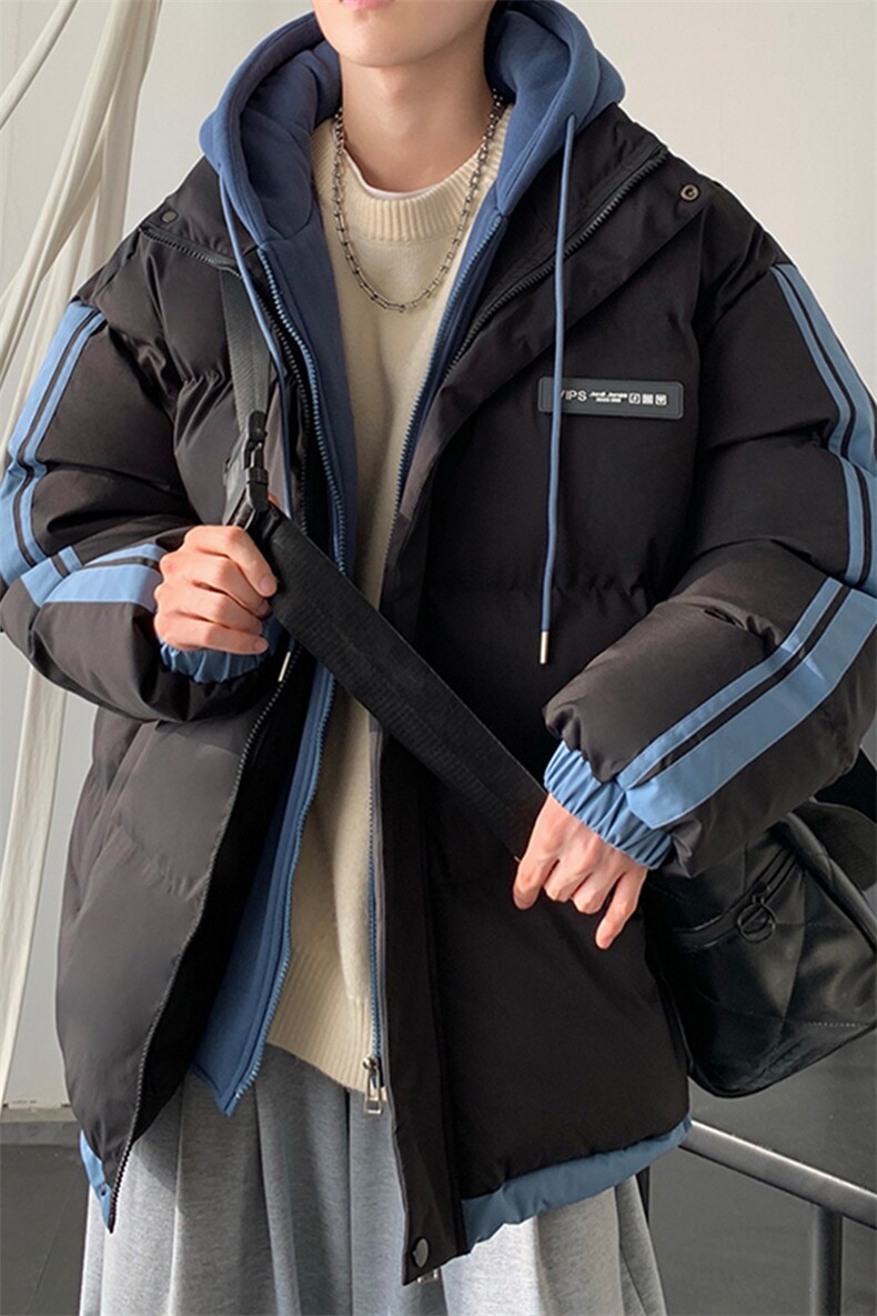 冬季假两件棉服男女同款加厚保暖棉衣棉袄外套M082-特价P63,男装棉衣,电商A007