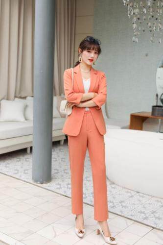 时尚修身显瘦套装,女装职业装,千利红