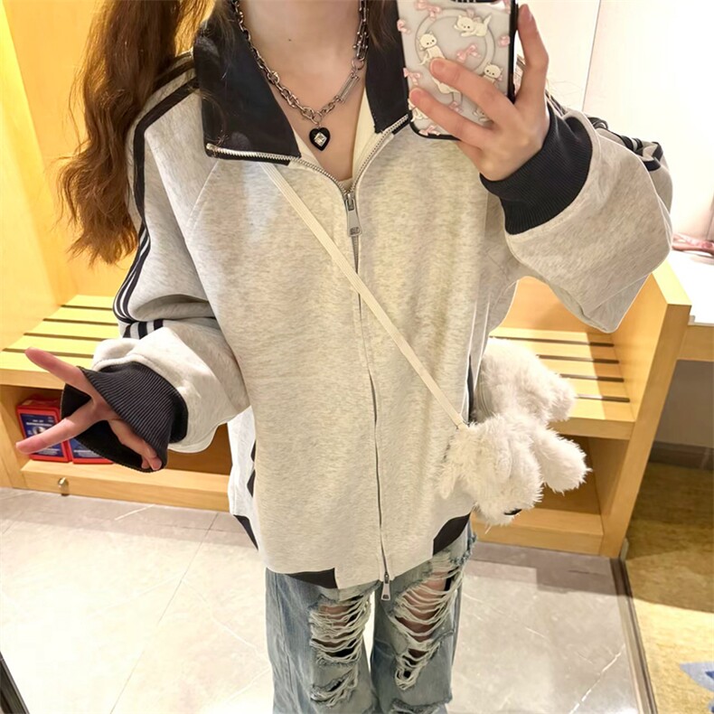 抖音得物高品质美式高街重磅结构设计拼接织带立领卫衣外套CM42，男装卫衣，电商A486