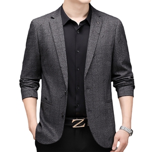 男士2023年秋季新款长袖休闲西服中青年纯色便服外套AJY8625-P180图片