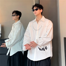 衬衫男长袖高级感春秋款拉链装饰设计感小众休闲韩版CS95-P58，男装衬衫，电商C307