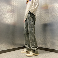 美式高街vibe风直筒长裤欧美痞帅男hiphop复古水洗牛仔裤，男装牛仔裤，星座301D-4(原星座1004-4）