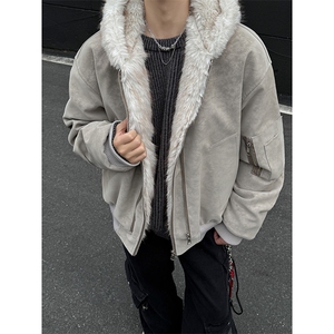 美式高级感座山雕男女同款冬季PU皮夹棉棉服ZX45批118