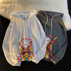WY2203-P40纯棉连帽卫衣男大码运动帽衫宽松薄外套男，男装卫衣，电商A040