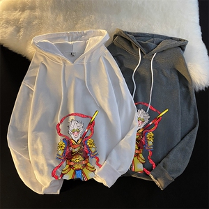 WY2203-P40 纯棉连帽卫衣男大码运动帽衫宽松薄外套男图片