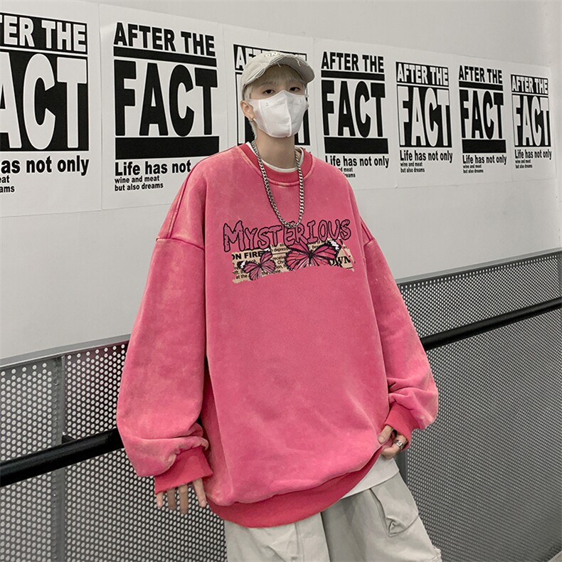 美式潮牌重磅水洗做旧圆领卫衣力推大码男XZ517A-BK5540-P58,男装卫衣,星座517A