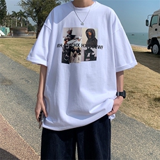 男圆领T恤纯棉五分袖宽松短袖T170P28，男装T恤，星座1116-2